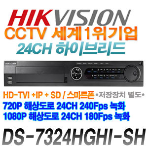 [세계1위 HIKVISION] DS-7324HGHI-SH 210만 24채널 녹화기